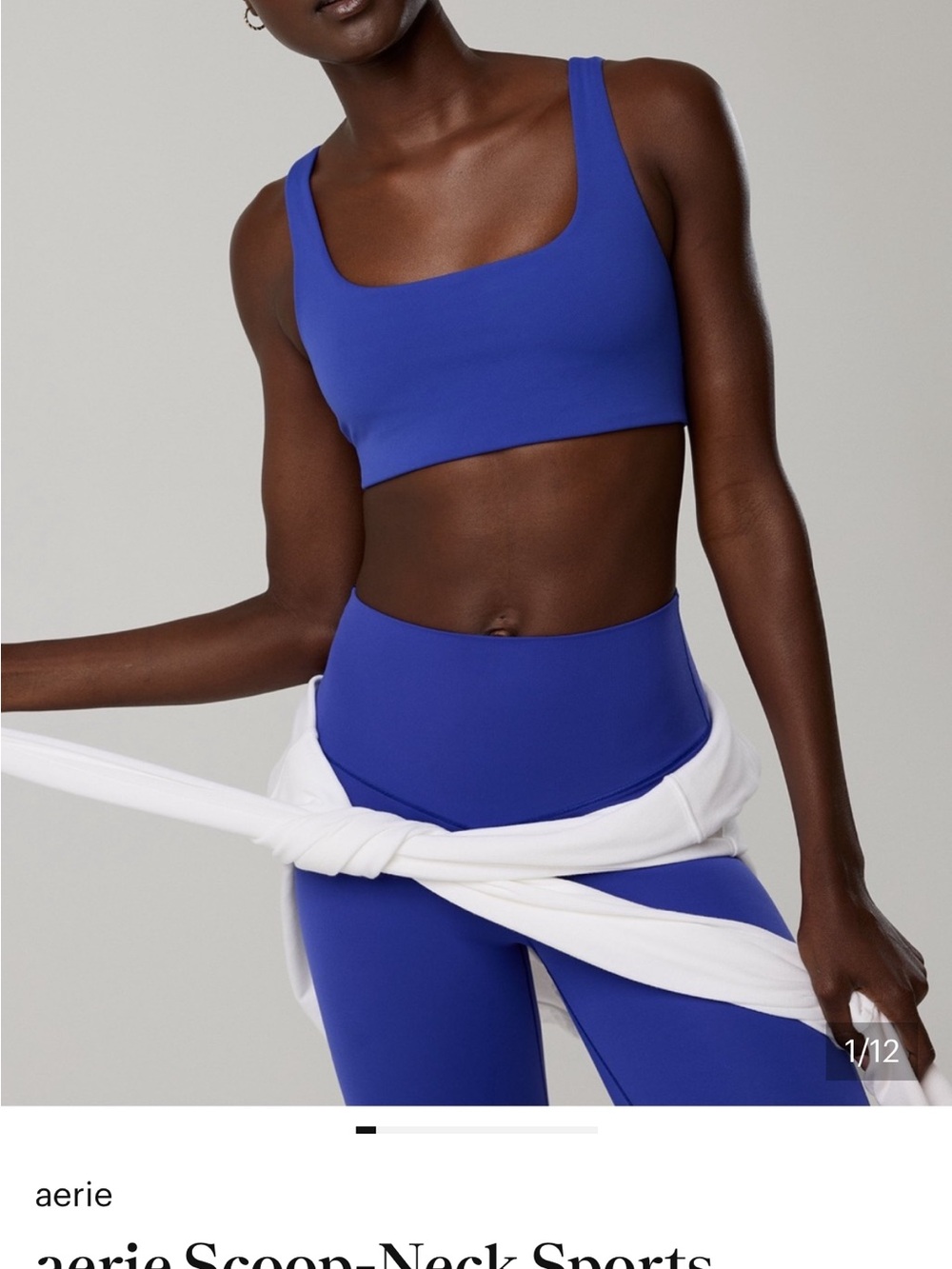 aerie Scoop-Neck Sports Bra in Royal Blue